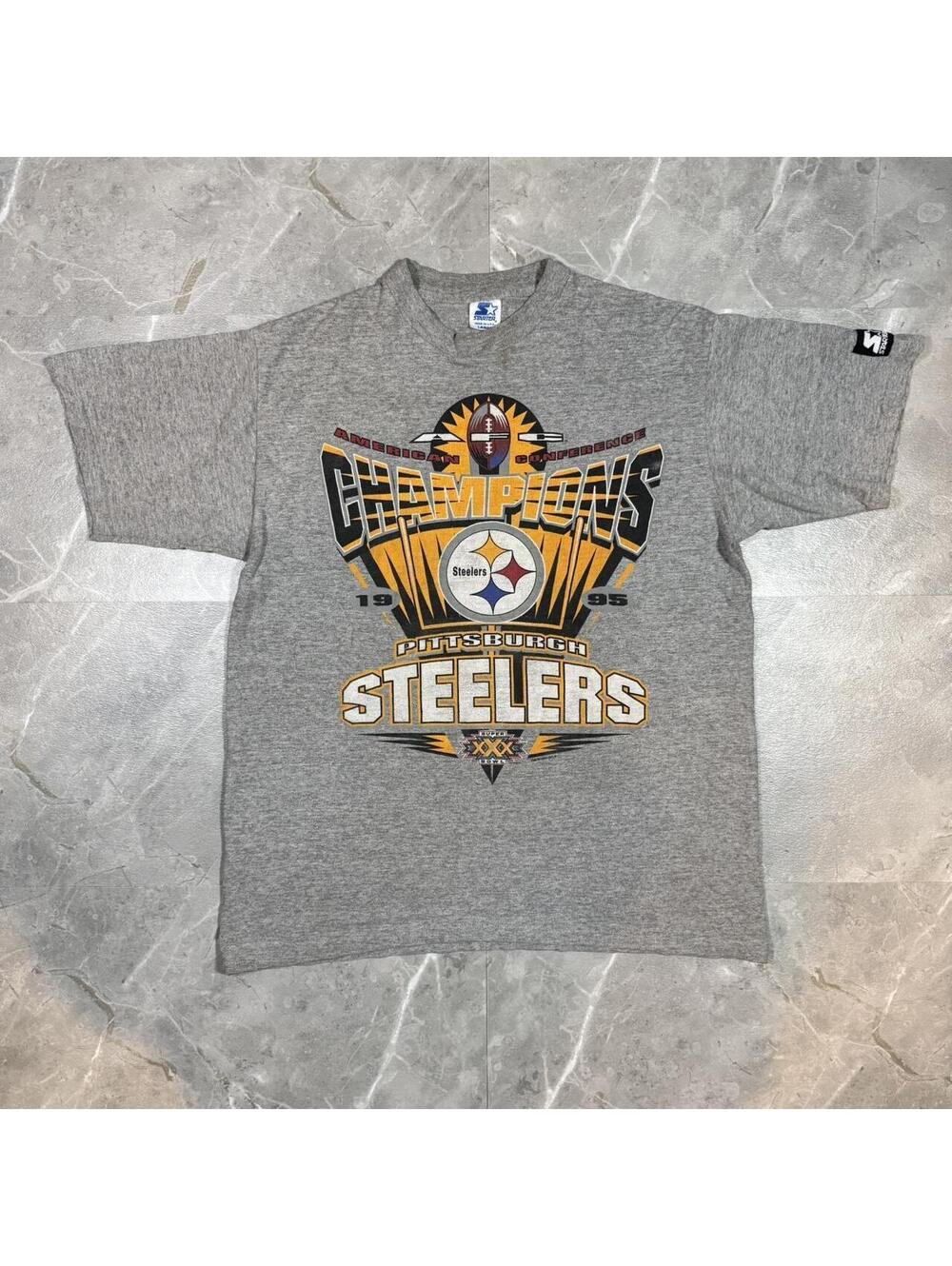 Vintage 1995 Starter Made in USA grey Pittsburgh Steelers AFC Champion tee